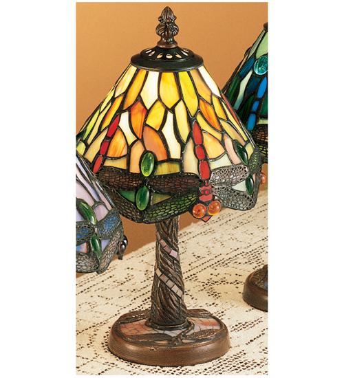 12&#34;H Tiffany Hanginghead Dragonfly w/ Twisted Fly Mosaic Base Mini Lamp