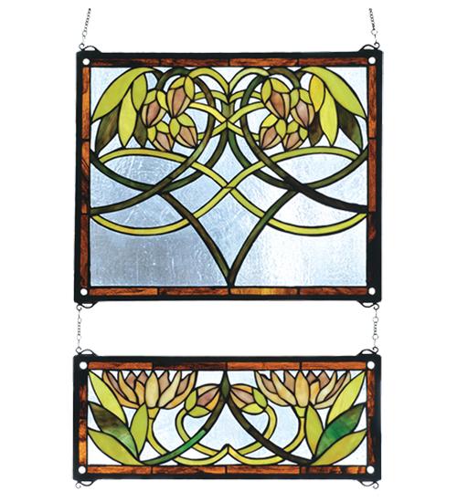 21&#34;W X 26&#34;H Waterlily 2 -Piece Stained Glass Window