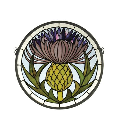 17&#34;W X 17&#34;H Thistle Stained Glass Window