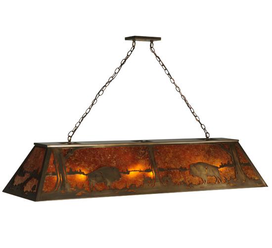 60&#34;L Buffalo at Lake Oblong Pendant