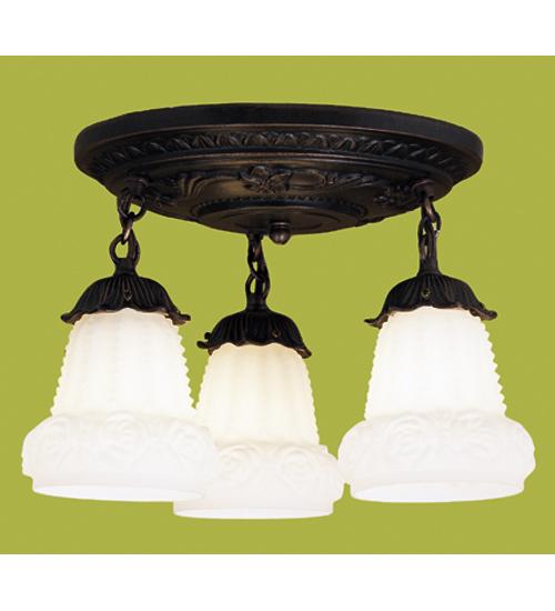 12&#34; Wide White Puffy Rose 3 Light Semi-Flushmount