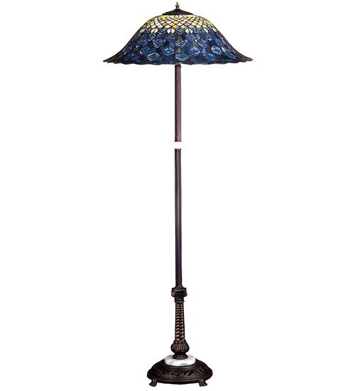 60&#34;H Tiffany Peacock Feather Floor Lamp