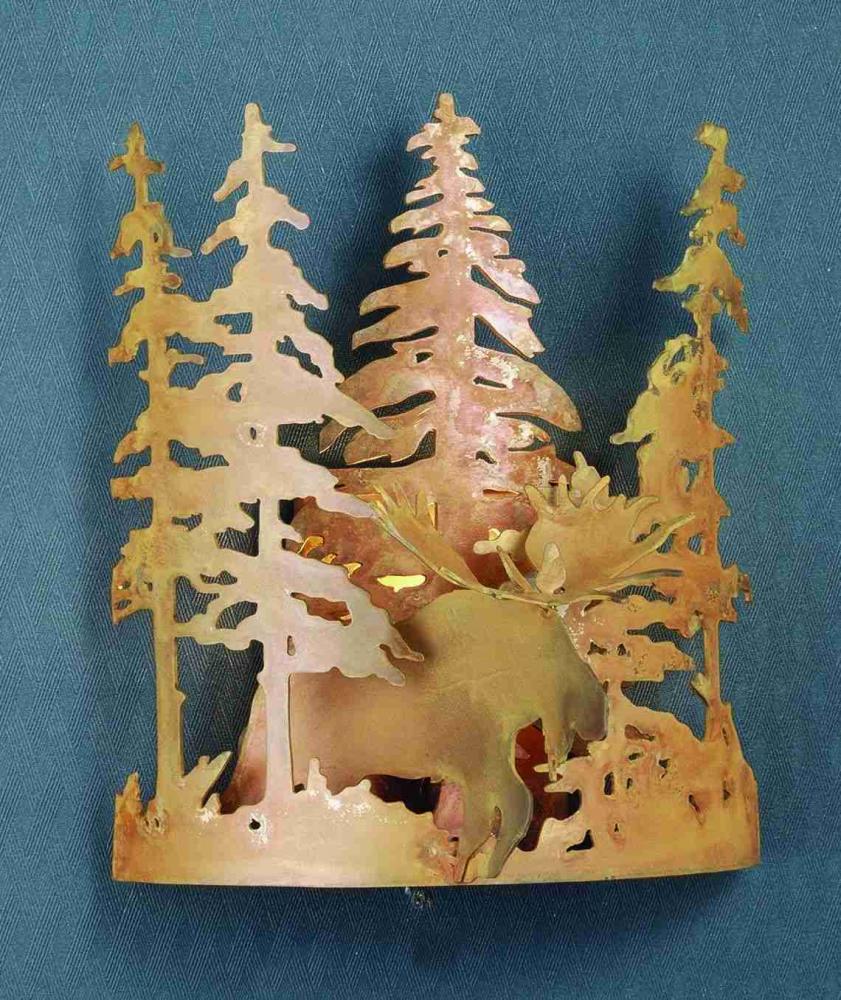 11&#34;W Moose Through the Trees Wall Sconce