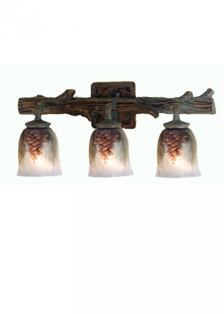 23&#34; Wide Pinecone 3 Light Hand Painted Vanity Light