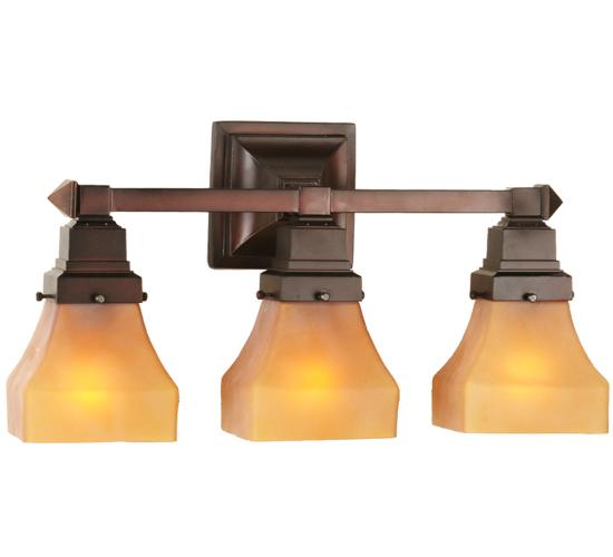 20&#34;W Bungalow Frosted Amber 3 LT Vanity Light