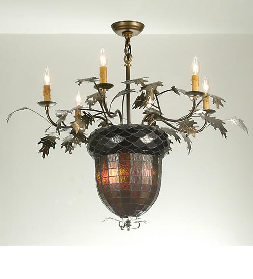 36&#34;W Greenbriar Oak 6 Arm Chandelier