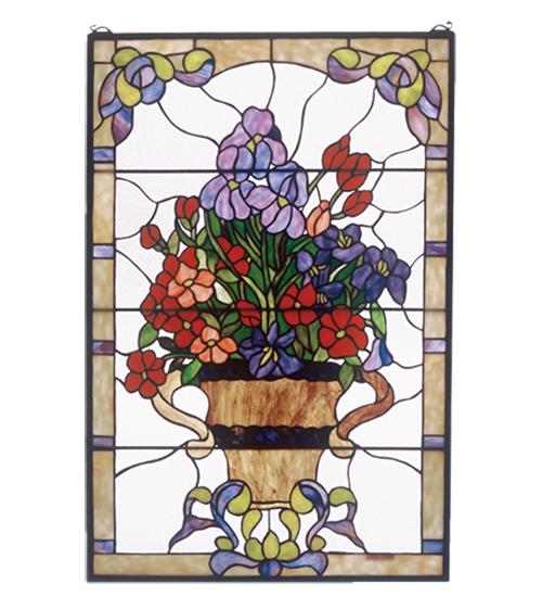 24&#34;W X 36&#34;H Floral Arrangement Stained Glass Window