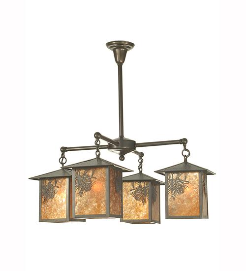 32&#34; Wide Seneca Winter Pine 4 Light Chandelier