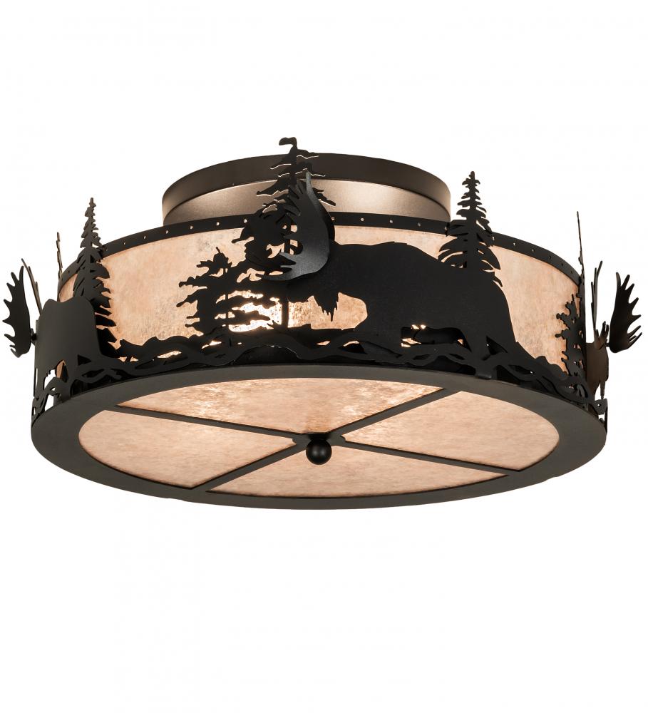 24&#34; Wide Moose at Dusk Flushmount