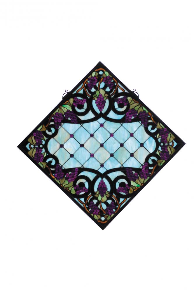 25.5&#34;W X 25.5&#34;H Jeweled Grape Stained Glass Window