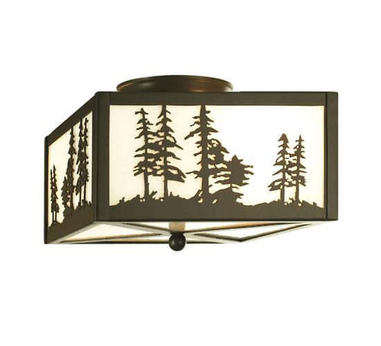 10&#34;Sq Tall Pines Flushmount