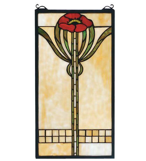 11&#34;W X 20&#34;H Parker Poppy Stained Glass Window