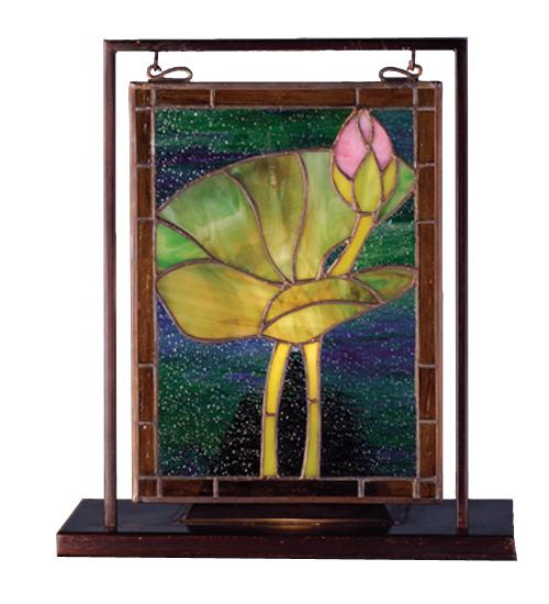 9.5&#34;W X 10.5&#34;H Tiffany Pond Lily Lighted Mini Tabletop Window