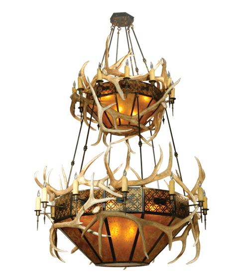 66&#34; Wide Antlers Elk 2 Tier Chandelier