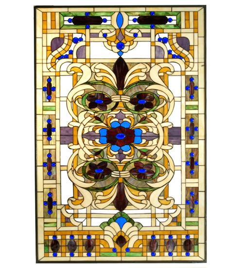 32&#34;W X 48&#34;H Estate Floral Stained Glass Window