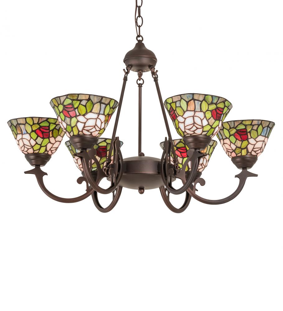 32&#34; Wide Tiffany Rosebush 6 Light Chandelier