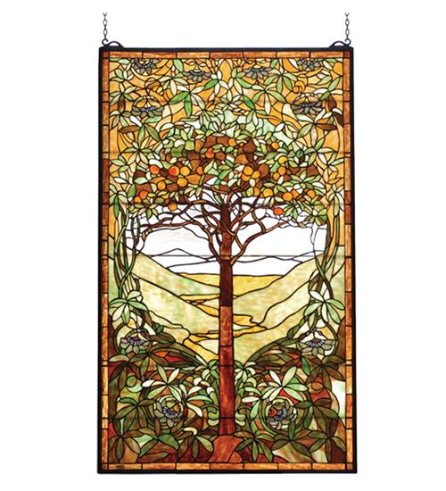 29&#34;W X 48&#34;H Tiffany Tree of Life Stained Glass Window