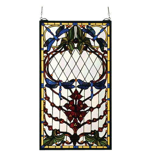 14&#34;W X 25&#34;H Dragonfly Allure Stained Glass Window