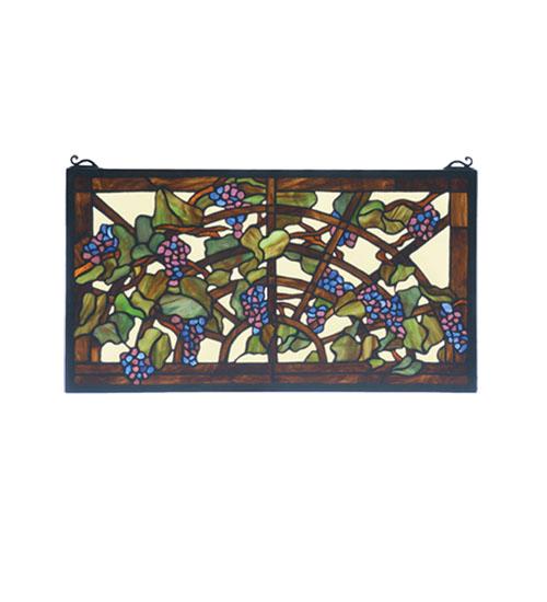 22&#34;W X 12&#34;H Tiffany Grape Arbor Stained Glass Window