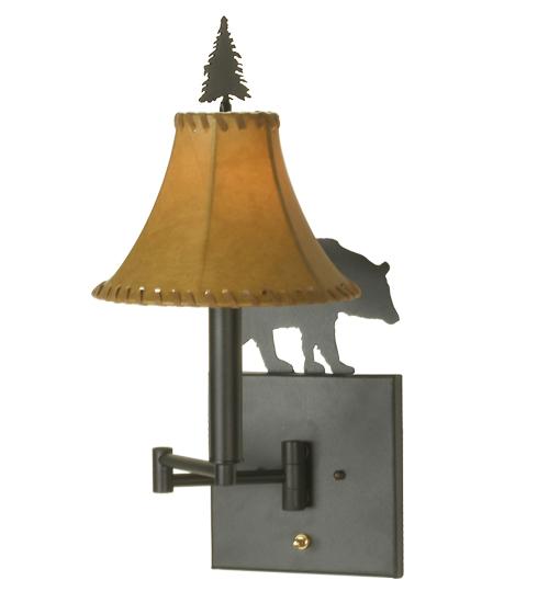 8&#34;W Black Bear Swing Arm Wall Sconce