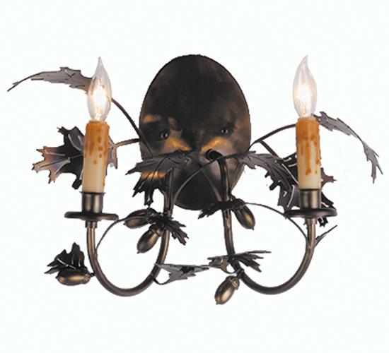 16&#34;W Oak Leaf & Acorn 2 LT Wall Sconce