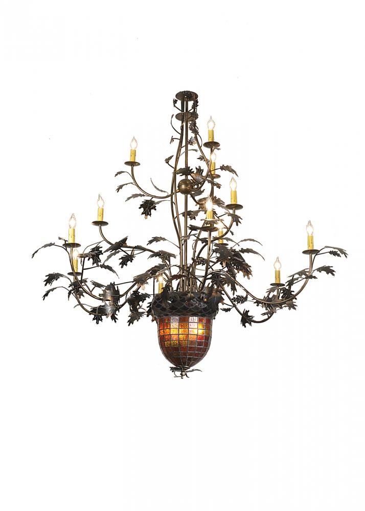 60&#34; Wide Greenbriar Oak 12 Arm Chandelier