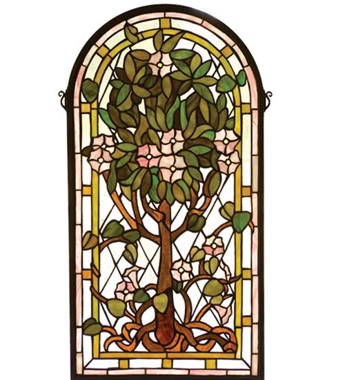 15&#34;W X 29&#34;H Arched Tree of Life Stained Glass Window