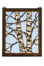 Meyda Green 175993 - 24"W X 19"H Birch Tree in Winter Stained Glass Window