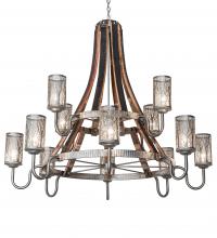 Meyda Green 221525 - 60" Wide Barrel Stave Winter Maple 12 Light Two Tier Chandelier