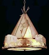 Meyda Green 50152 - 36"W Teepee w/ Buffalo Pendant