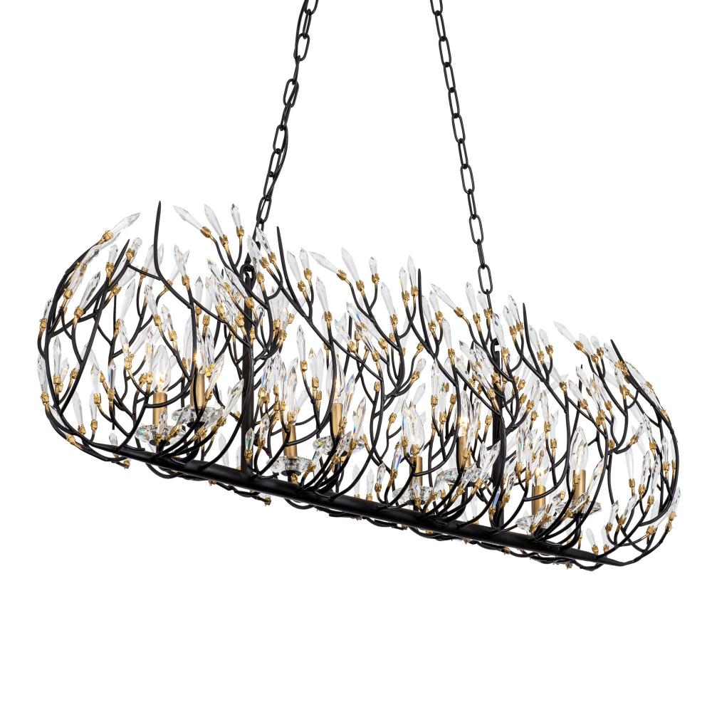 Bask 8-Lt Crystal Linear Pendant - Matte Black/French Gold