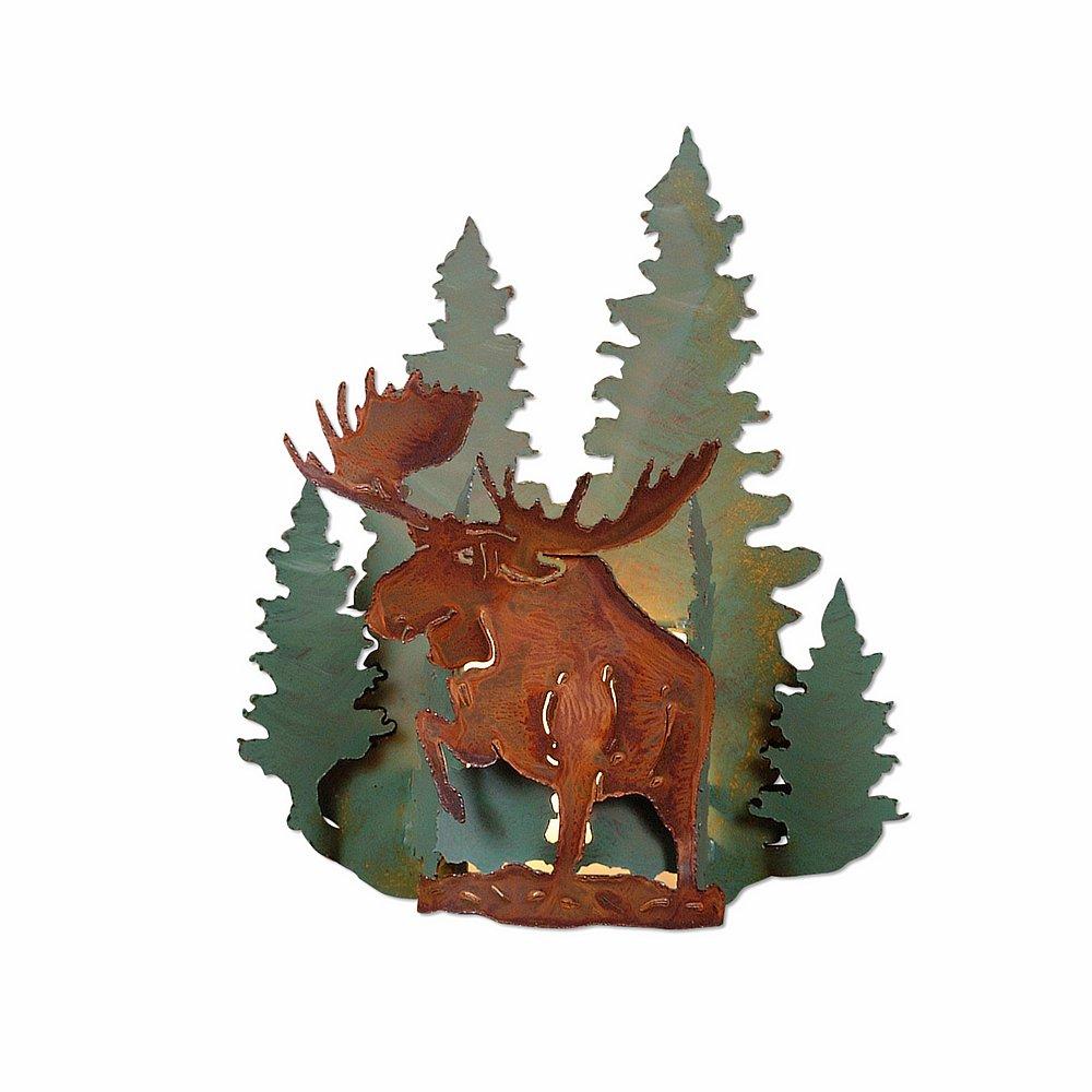 Alaskan Moose Sconce - Pine Tree Green-Rust Patina base Finish