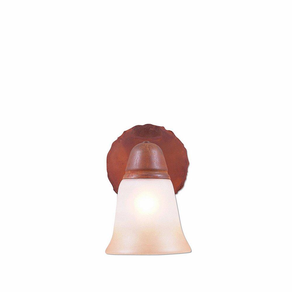 Lakeside Single Sconce - Rustic Plain - Two-Toned Amber Cream Bell Glass - Rust Patina Finish