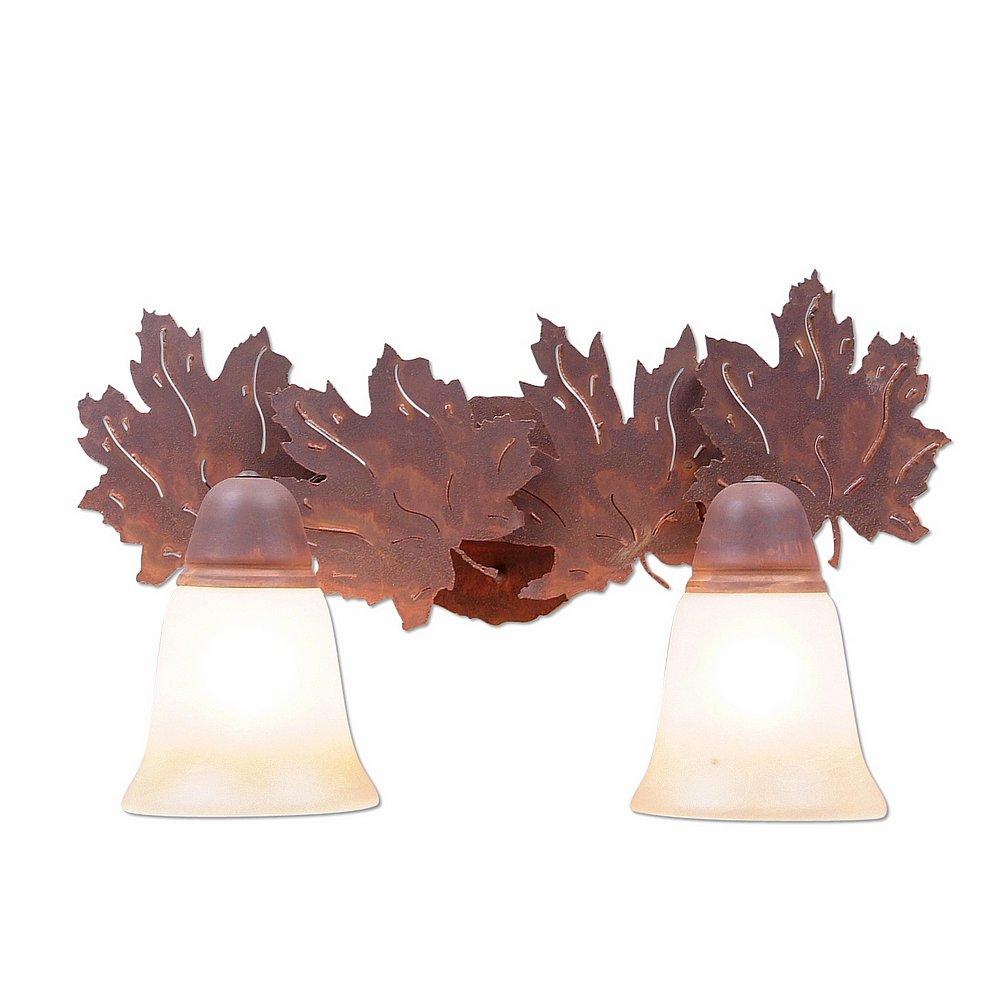 Lakeside Double Bath Vanity Light - Maple Leaf - Two-Toned Amber Cream Bell Glass