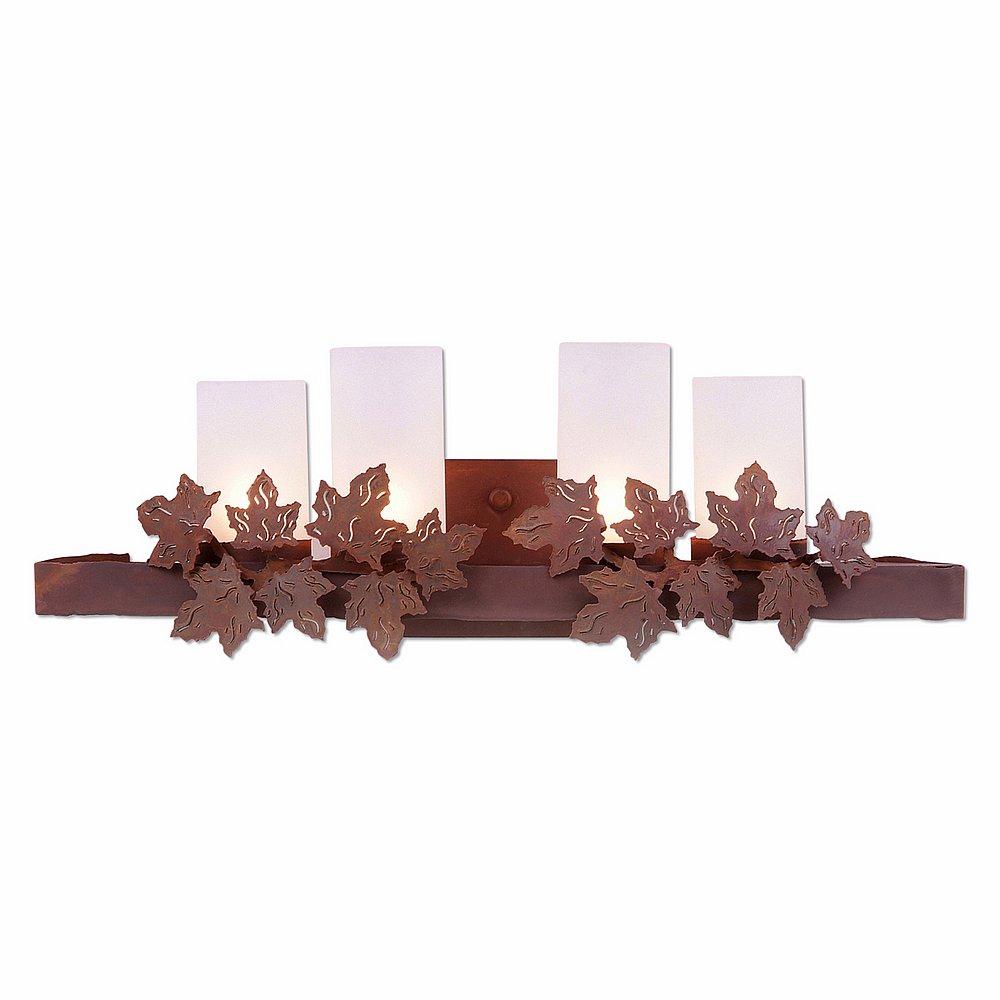 Wisley Bath Vanity Light 24w - Maple Leaf - Frosted Glass Bowl - Rust Patina Finish