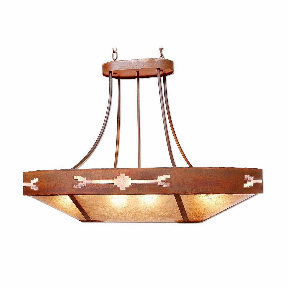 Ridgemont Chandelier Oval - Del Rio - Almond Mica Shade - Rust Patina Finish