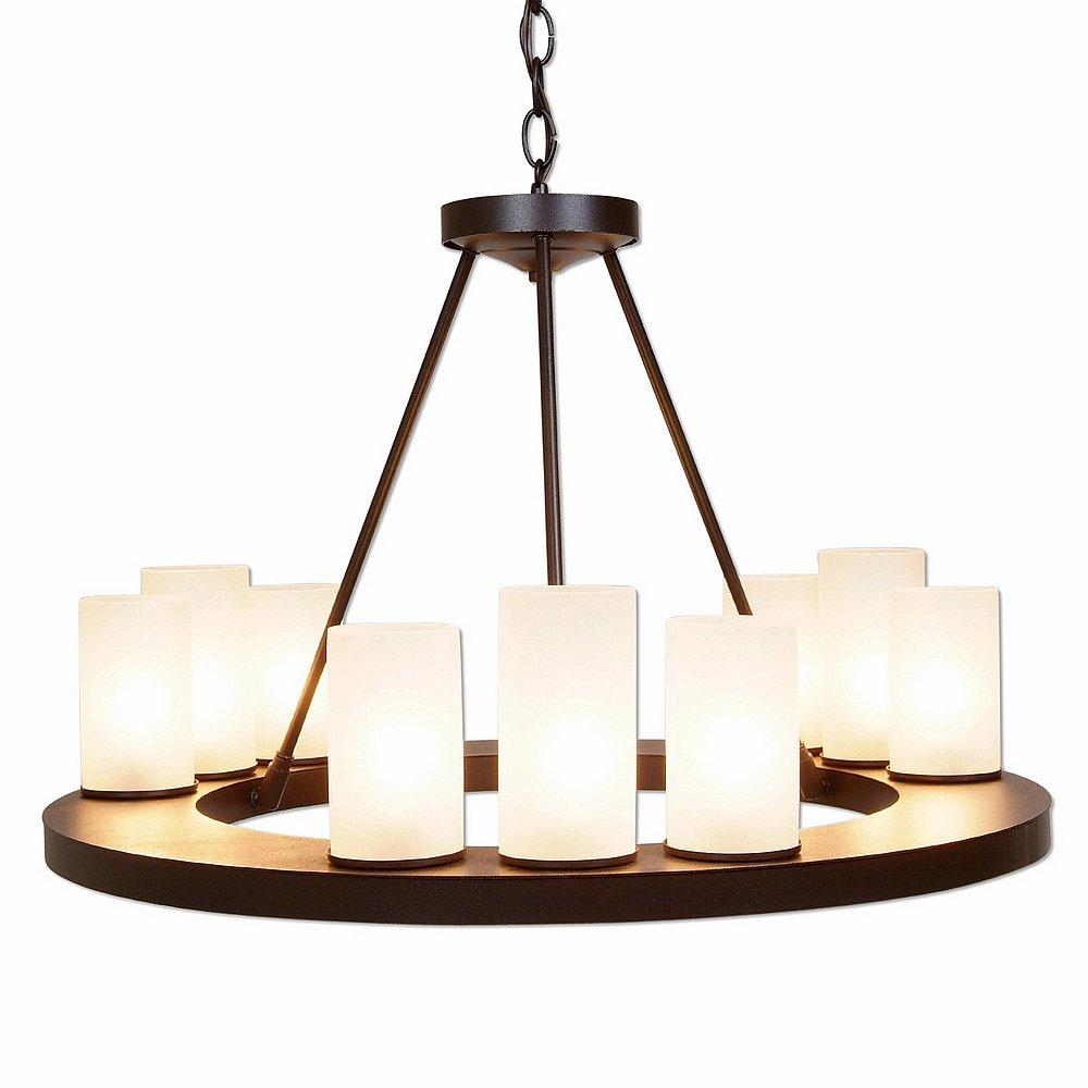 Wisley Chandelierd Large - Rustic Plain - Frosted Glass Bowl - Dark Bronze Metallic Finish