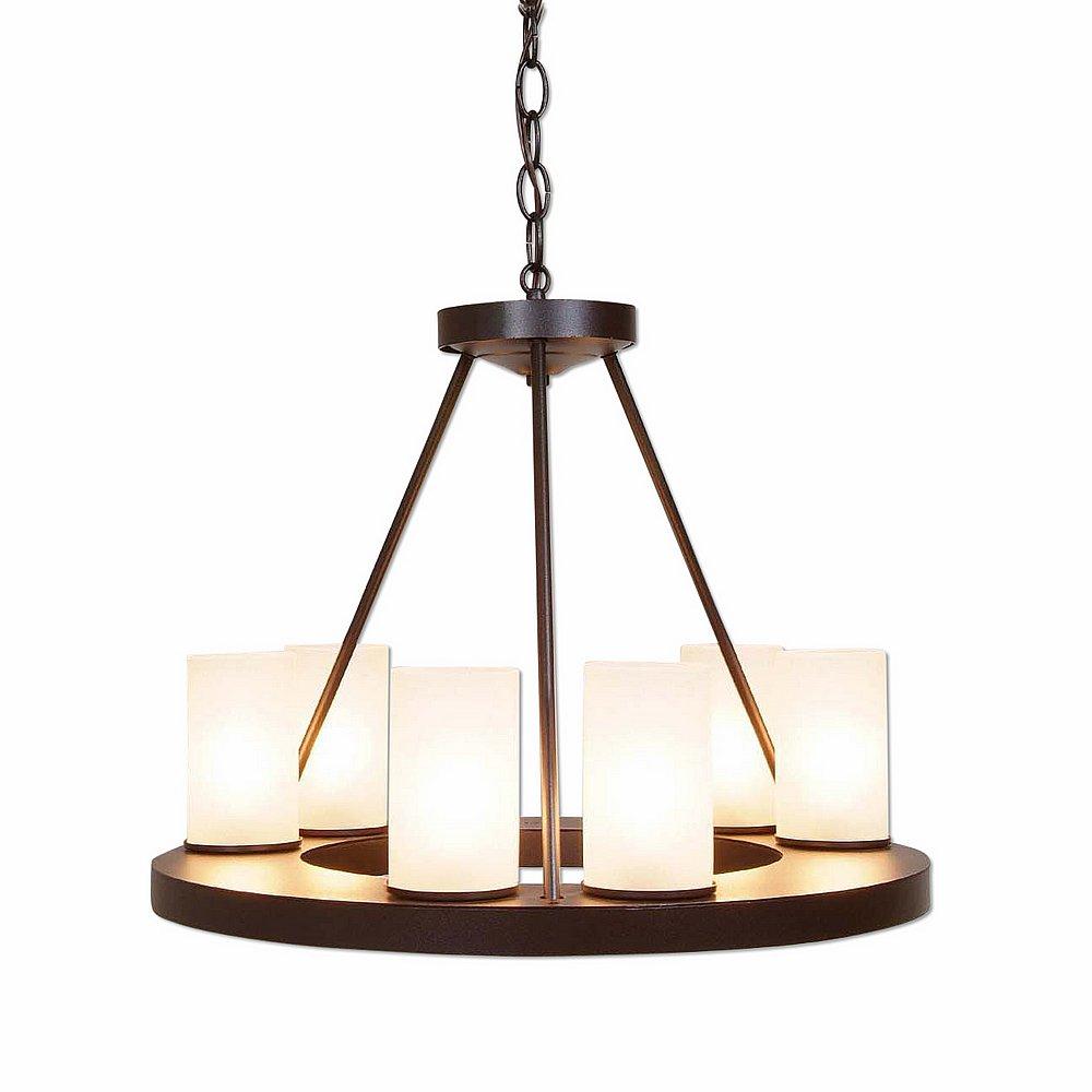 Wisley Chandelierd Small - Rustic Plain - Frosted Glass Bowl - Dark Bronze Metallic Finish