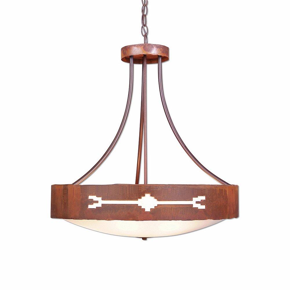 Ridgemont Chandelier Small - Bowl Bottom - Del Rio - Frosted Glass Bowl - Rust Patina Finish