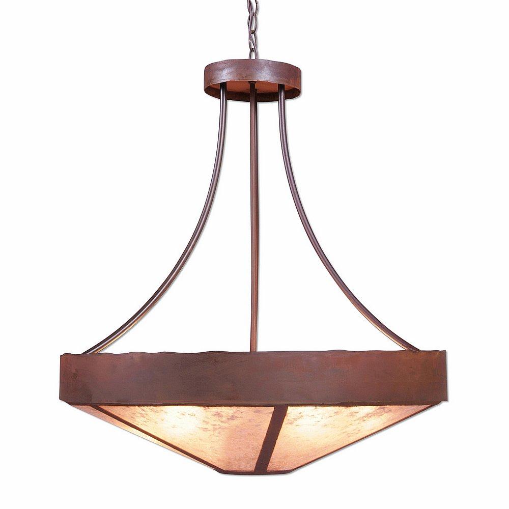 Ridgemont Chandelier Medium - Shade Bottom - Rustic Plain - Almond Mica Shade - Rust Patina Finish