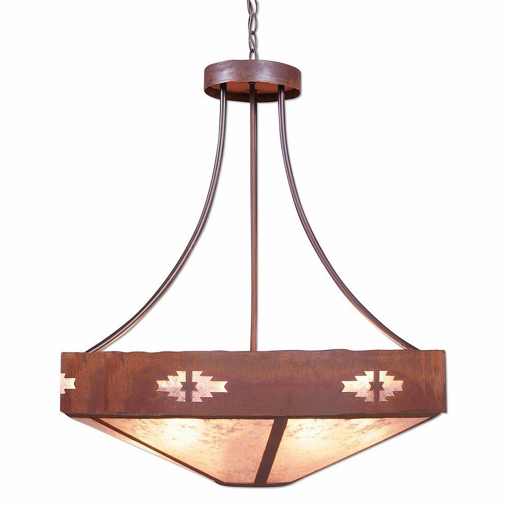 Ridgemont Chandelier Medium - Shade Bottom - Pueblo - Almond Mica Shade - Rust Patina Finish