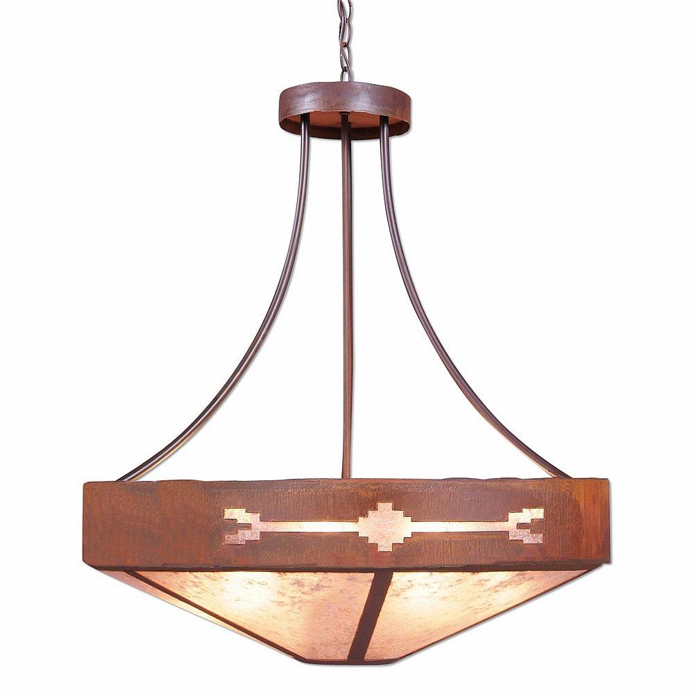 Ridgemont Chandelier Medium - Shade Bottom - Del Rio - Almond Mica Shade - Rust Patina Finish