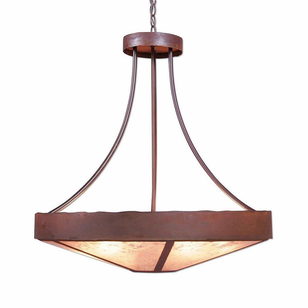 Ridgemont Chandelier Large - Shade Bottom - Rustic Plain - Almond Mica Shade - Rust Patina Finish