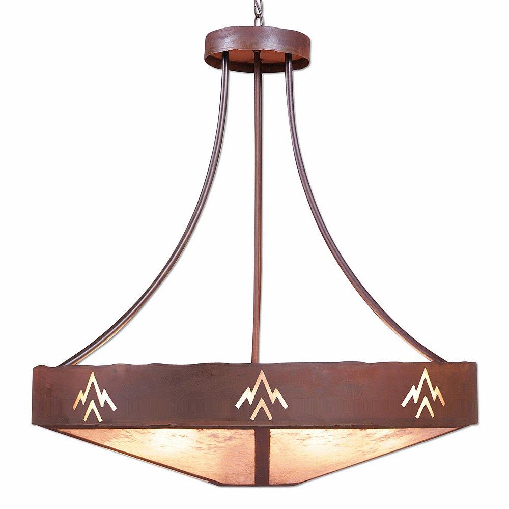 Ridgemont Chandelier Large - Shade Bottom - Deception Pass - Almond Mica Shade - Rust Patina Finish