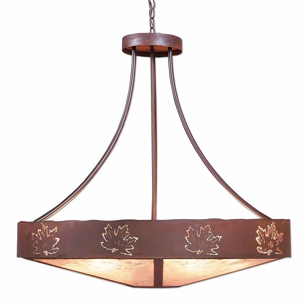 Ridgemont Chandelier Extra Large - Shade Bottom - Maple Cutout - Almond Mica Shade