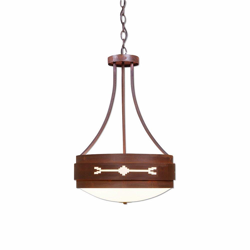 Northridge Foyer Chandelier Large - Del Rio - Frosted Glass Bowl - Rust Patina Finish