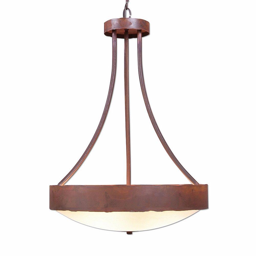 Ridgemont Foyer Chandelier Large Tall - Bowl Bottom - Rustic Plain - Frosted Glass Bowl