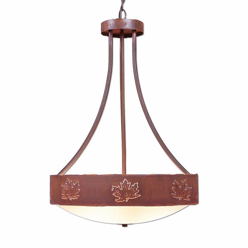 Ridgemont Foyer Chandelier Large Tall - Bowl Bottom - Maple Cutout - Frosted Glass Bowl