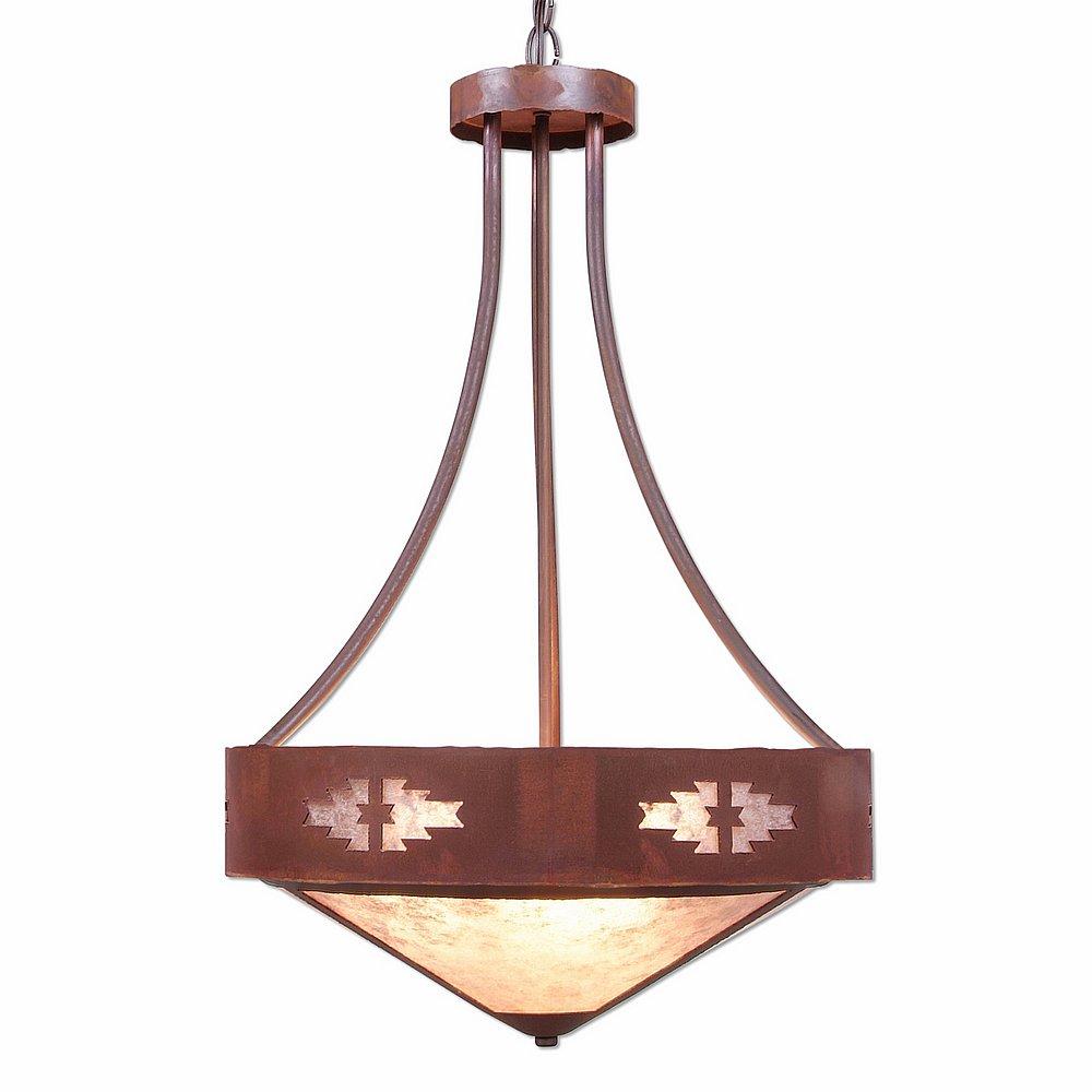 Ridgemont Foyer Chandelier Large Tall - Shade Bottom - Pueblo - Almond Mica Shade