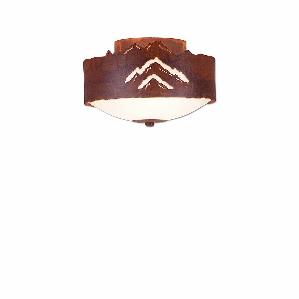 Ridgemont Close-to-Ceiling Small - Mountain - Frosted Glass Bowl - Rust Patina Finish